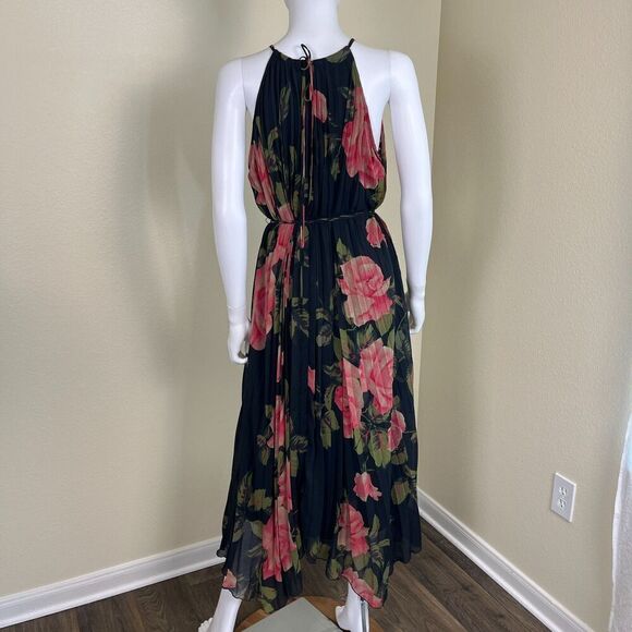 Anthropologie Women's Size M Emeline Pleated Maxi Dress Floral Halter Pullover - Picture 6 of 14